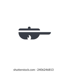 Logo de quema de cocina de teflón con fondo en blanco