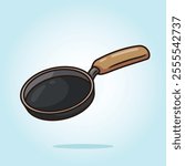 teflon frying pan. kitchen set vector cartoon illustration