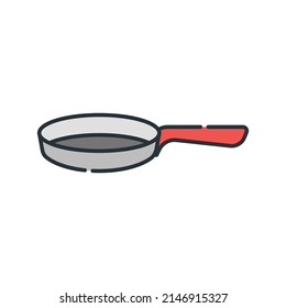 Teflon pan outline icon on white background, simple style cook and kitchen utensils icon