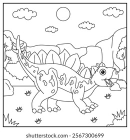 tegosaurus Dinosaur Coloring Page Illustration