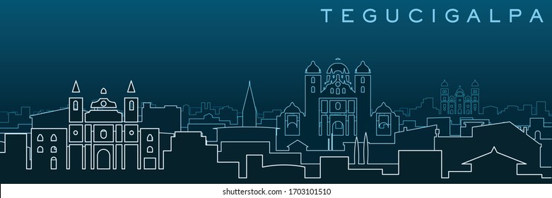 Tegucigalpa Multiple Lines Skyline and Landmarks