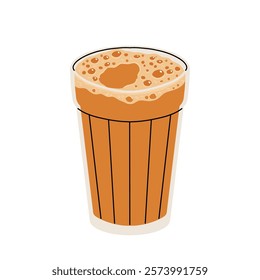 Teh Tarik Pulled milk tea in the Southeast Asian countries of Malaysia, Singapore, Indonesia, and Brunei. Vector illustration