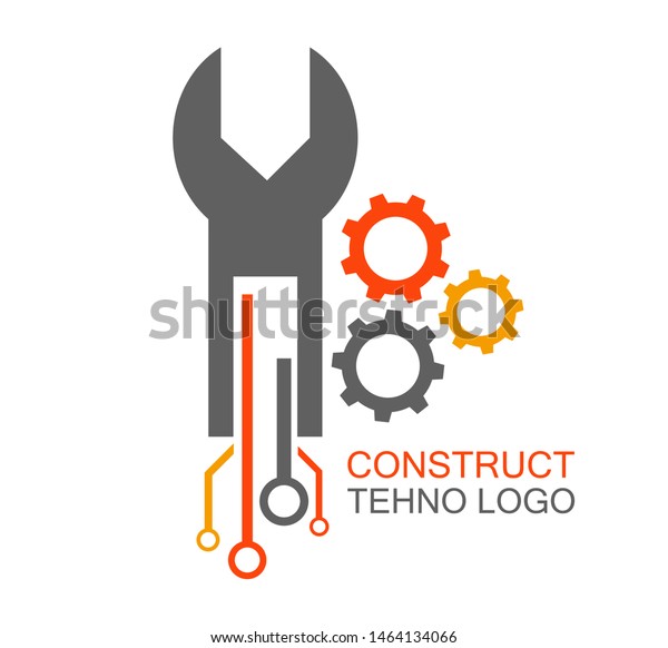 Tehno Logo Construct Icon Mechanical Engineering Stock Vector