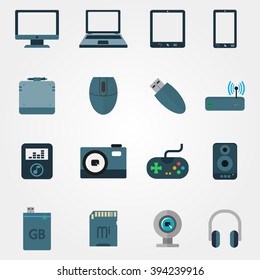 Tehnology in flat style set of devices on a grey background