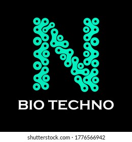 Tehnology letter logo template illustration. suitable for electrical, technology, media, app, identity, computer, science, automotive, network, etc. this is font n