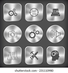 Technologiesatz. Vektorrunde und quadratische Stahlknöpfe.