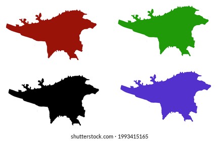 Tehran city map silhouette in iran