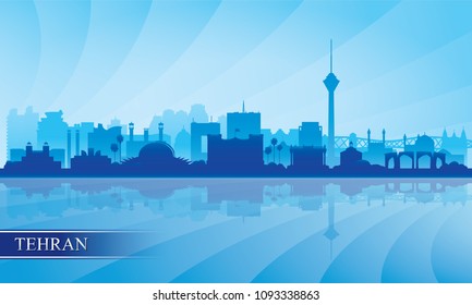 Tehran city skyline silhouette background, vector illustration