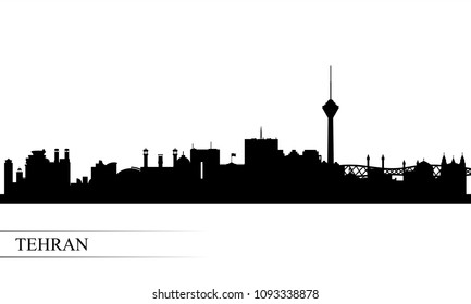 Tehran city skyline silhouette background, vector illustration