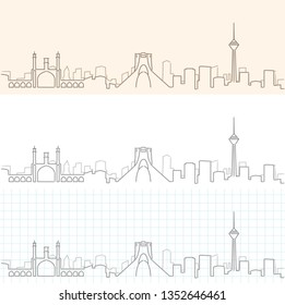 Tehran Hand Drawn Skyline