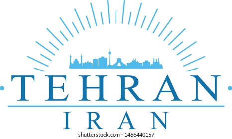 Tehran Iran City. Banner Design. City Skyline. Silhouette Vector. Famous Monuments.