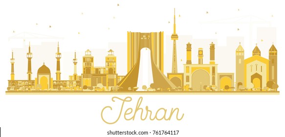 Tehran Iran City Skyline Golden Silhouette. Vector Illustration. Business Travel Concept. Cityscape With Landmarks.