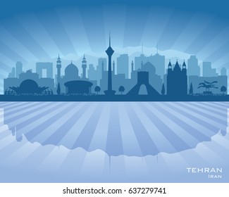 Tehran Iran city skyline vector silhouette illustration