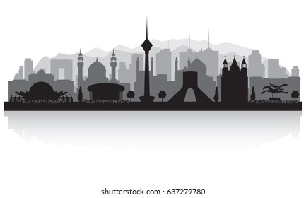 Tehran Iran city skyline vector silhouette illustration