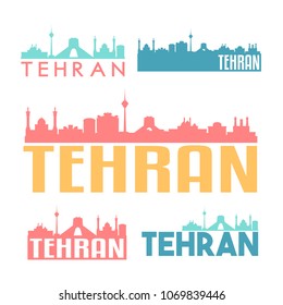 Tehran Iran Flat Icon Skyline Vector Silhouette Design Set logos.