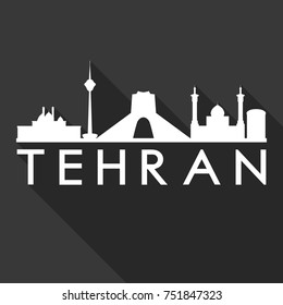Tehran Iran Flat Icon Skyline Silhouette Design City Vector Art Famous Buildings.
