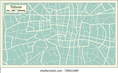 Tehran Iran Map In Retro Style. Vector Illustration.