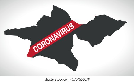 Tehran IRAN Province Map With Coronavirus Warning Illustration