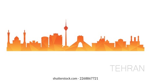 Teheran, Provinz Teheran, Iran Low Poly Skyline Clip Art City Design. Geometrisches polygonisches grafisches Horizon-Symbol. Vektorgrafik-Symbol.