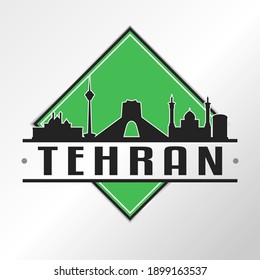 Tehran, Tehran Province, Iran Skyline Logo. Adventure Landscape Design Vector City Illustration Vector.