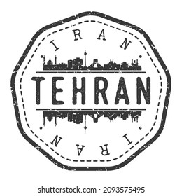 Tehran, Tehran Province, Iran Stamp Skyline Postmark. Silhouette Postal Passport. City Round Vector Icon. Vintage Postage Design.