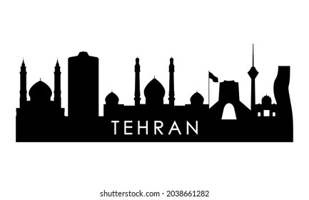 Tehran skyline silhouette. Black Tehran city design isolated on white background. 