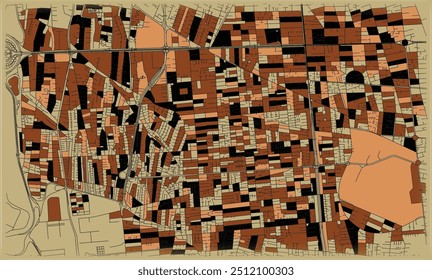 Teerã,Irã,centro da cidade,Mapa da cor de ruas com detalhes urbanos,imagem editável de modelo de elemento vetorial para marketing,produto,arte em parede 