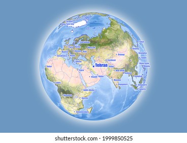 Teherán-Irán se muestra en el mapa del mundo vectorial. El mapa muestra la ubicación de Teherán-Irán en el mundo.