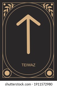 Teiwaz runa. Warrior energy. Vector illustration.