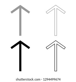 Teiwaz rune Telwaz tyr warrior symbol icon set grey black color vector illustration outline flat style simple image