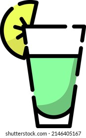 Tekila shot, illustration, vector on a white background.