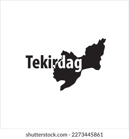 Tekirdag map and black lettering design on white background