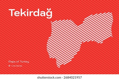 Tekirdag Provinzkarte mit roten diagonalen Linien Muster Vektor