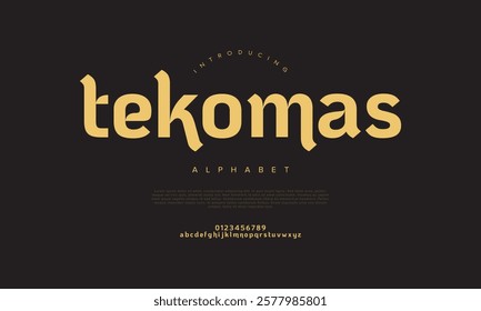 Tekomas typography beauty fashion elegant minimalist serif italic fonts decorative wedding vintage retro logos. Minimal luxury font alphabet logo. Vector illustration