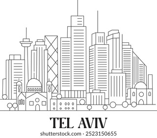 Tel Aviv City Line Draw Free Vector