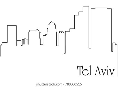 Tel Aviv city one line drawing background