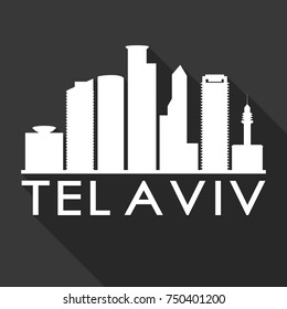 Tel Aviv Flat Icon Skyline Silhouette Design City Vector Art Famous Buildings.