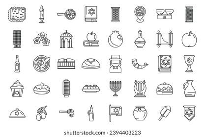 Tel Aviv icons set outline vector. Israel skyline building. City tower urban