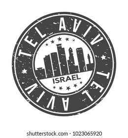 Tel Aviv Israel Round Stamp Icon Skyline City Seal Vector.