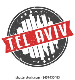 Tel Aviv Israel Round Travel Stamp. Icon Skyline City Design. Seal Tourism Badge Illustration vector. 