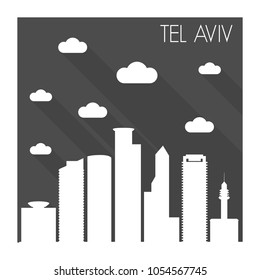 Tel Aviv Israel Skyline City Flat Silhouette Design Background illustration.