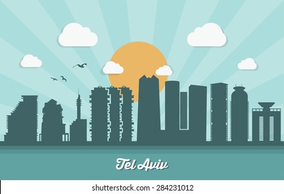 Tel Aviv, Israel - diseño plano - ilustración vectorial