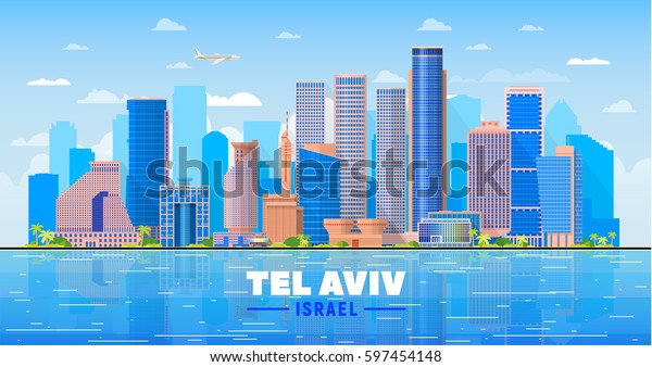 Image Vectorielle De Stock De Ciel De Tel Aviv Israël Avec