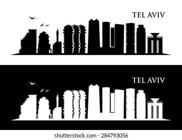 Línea aérea de Tel Aviv, Israel - ilustración vectorial
