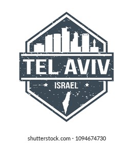 Tel Aviv Israel Travel Stamp Icon Skyline City Design Tourism.