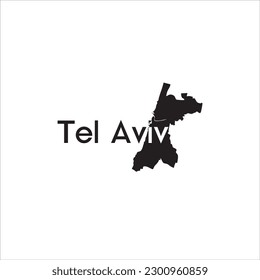 Tel Aviv map and black lettering design on white background