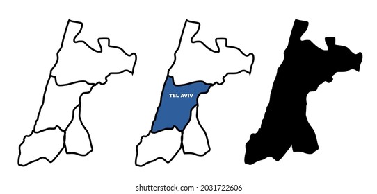 Tel Aviv maps. israel tel aviv silhouette vector illustration