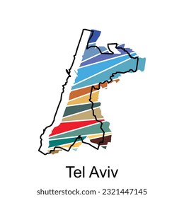 Tel Aviv on a geographical map icon design, Map is highlighted on the Israel country, illustration design template