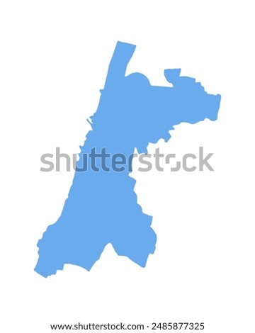 Tel Aviv silhouette map, state of Israel. Simple minimal image easy to recolour and edit.