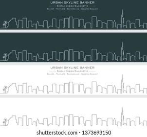 Tel Aviv Single Line Skyline Banner